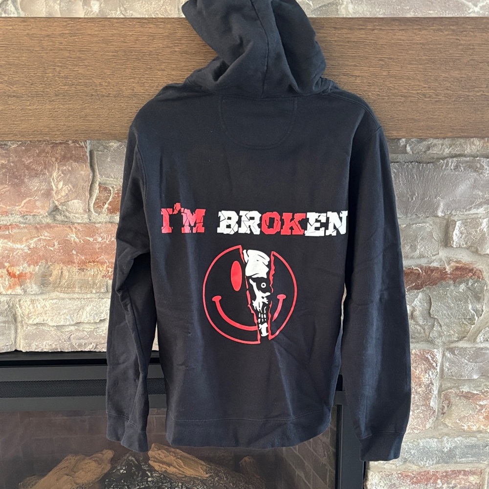 Port and Company Black Hoodie with Red and White Graphic